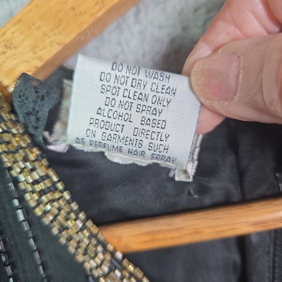 Stenay 3X silk beaded top metallic scalloped black holiday party bling festival - Picture 5 of 16